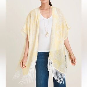 Chico’s 100% Linen‎ Paisley Ruana Wrap Cardigan Women’s Sz S/M lightweight